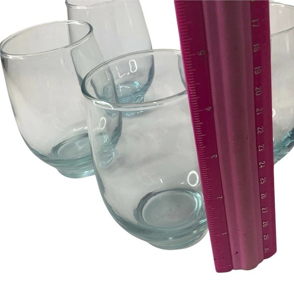 VINTAGE Roly Poly Libbey Tempo Juice Wine Glass Tumbler Aqua Blue Set Of 7 ‘70’s - Picture 4 of 8